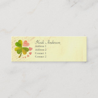 Lucky 4 Leaf Liefde Klaver Skinny Kaart Mini Visitekaartje