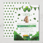 Lucky 4 Patrick's Day verjaardagsfeestje uitnodigi Kaart (Voorkant / Achterkant)