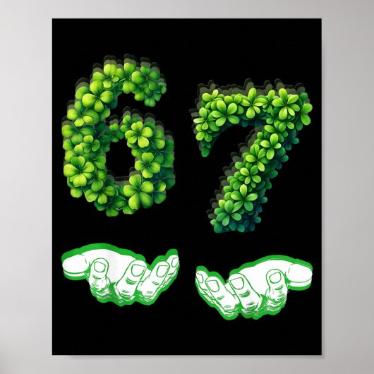 Lucky 67 Clover Nummer Funny Groene Shamrock St. P Poster (Voorkant)