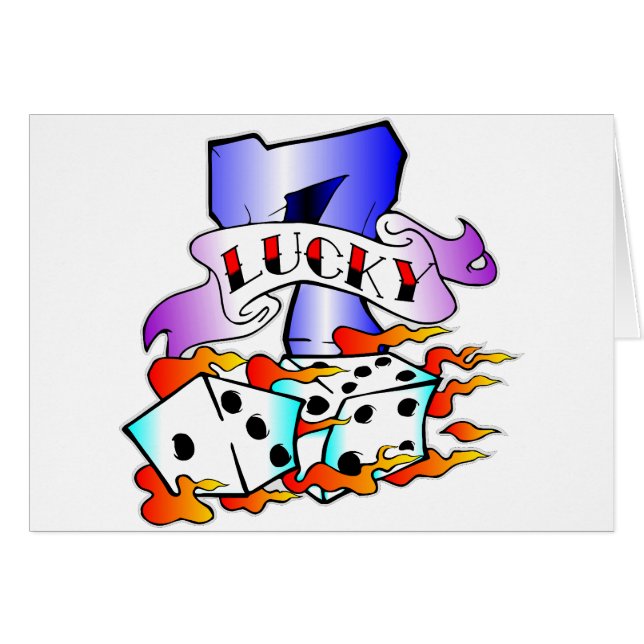 Lucky 7- en Dice-Tattoo (Voorkant Horizontaal)