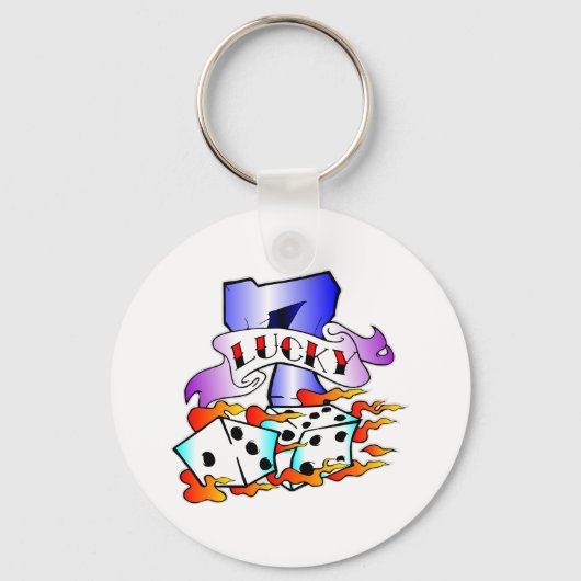 Lucky 7- en Dice-Tattoo Sleutelhanger (Voorkant)