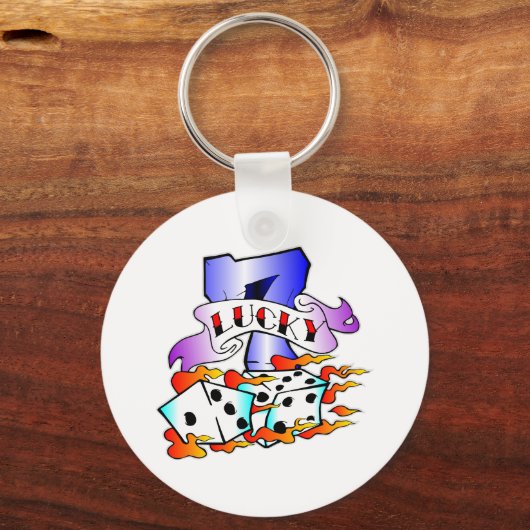 Lucky 7- en Dice-Tattoo Sleutelhanger (Voorkant)