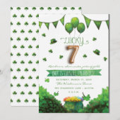 Lucky 7 Patrick's Day verjaardagsfeestje uitnodigi Kaart (Voorkant / Achterkant)