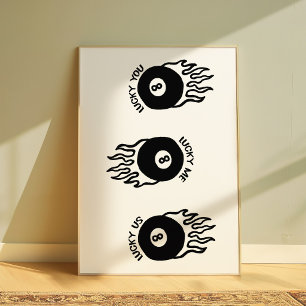 Lucky 8 Ball   Retro Pool Biljart Muurposter Poster
