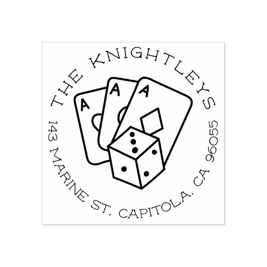 Lucky Ace Tattoo familie retour adres Rubberstempel (Afrduk)