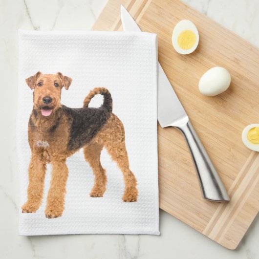 Lucky Airedale Theedoek (Quarter Fold)