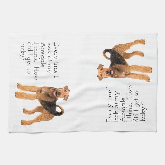 Lucky Airedale Theedoek (Horizontaal)