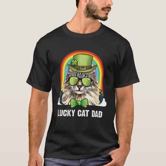 Lucky American Curl Cat Dad St Patricks Day T-shirt (Voorkant)