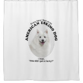 Lucky American Eskimo Dog Douchegordijn (Voorkant)