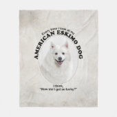 Lucky American Eskimo Dog Fleece Deken (Voorkant)
