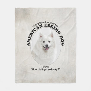 Lucky American Eskimo Dog Fleece Deken
