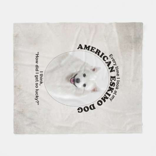 Lucky American Eskimo Dog Fleece Deken (Voorkant (Horizontaal))