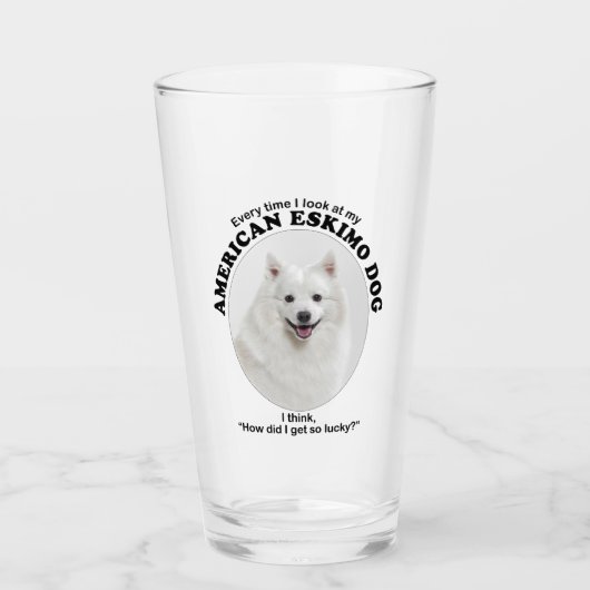 Lucky American Eskimo Dog Glas (Voorkant)