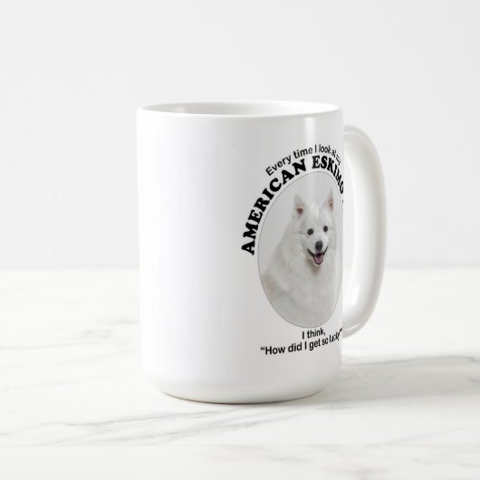 Lucky American Eskimo Dog Koffiemok (Voorkant rechts)