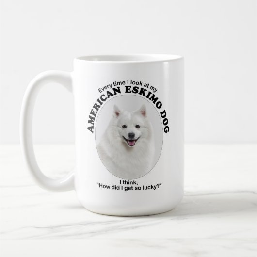 Lucky American Eskimo Dog Koffiemok (Links)