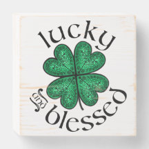 Lucky and Blessed hand-schilderde Ierse shamrock