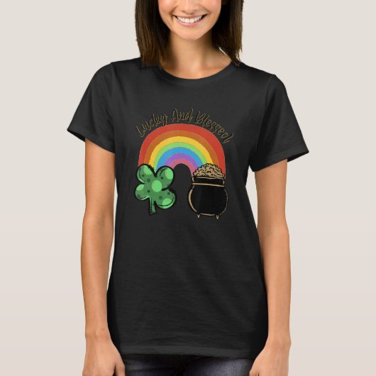 Lucky and Blessed Rainbow Saint Patrick's Day Sham T-shirt (Voorkant)