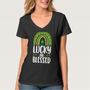 Lucky and Blessed Women St Patrick's Day Rainbow T-shirt