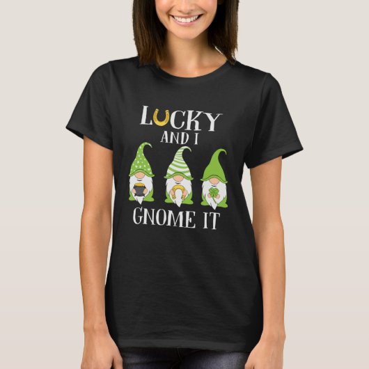 Lucky and I Gnome It Three Lucky Gnomes St Patrick T-shirt (Voorkant)