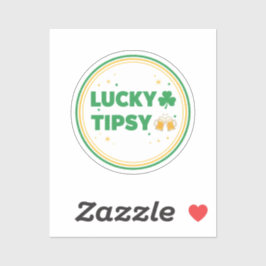 Lucky And Tipsy Funny Beer Clover St Patrick's Day Sticker