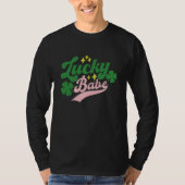 Lucky Babe Lucky C Groovy Shamrock Irish St Patric T-shirt (Voorkant)