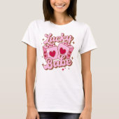 Lucky Babe Valentijnse Retro Love Dices T-shirt (Voorkant)