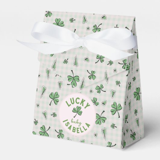 Lucky Baby Pink en Green St Paddys Bedankdoosjes (Voorkant Zijde)