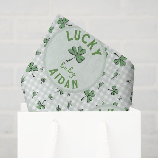 Lucky Baby St Patricks Day Green Clover Tissuepapier (Cadeauzakje)