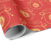 Lucky Bag Chinees Nieuwjaar Gold Red Cadeaupapier (Rol Hoek)