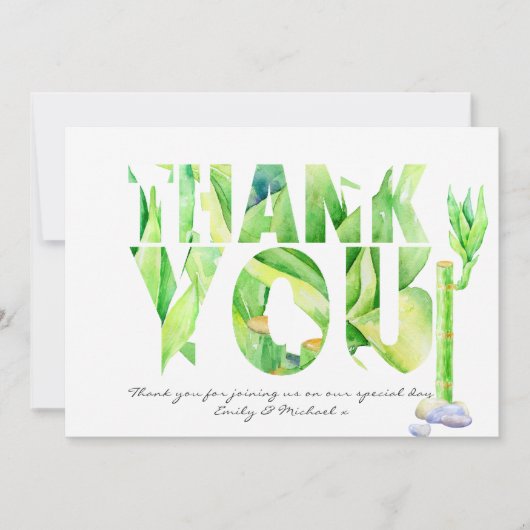 Lucky Bamboo DANK JE WEL Groen Aquarel Bedankkaart (Voorkant)