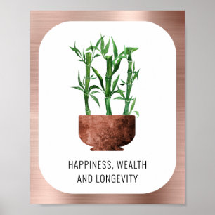 Lucky Bamboo Happalth Kraalth Langoustheid Roos Go Poster