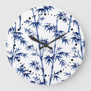Lucky Bamboo Imari-stijl blauw wit Grote Klok