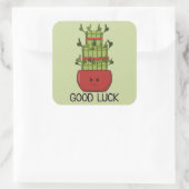 Lucky Bamboo Plant with Greeting Vierkante Sticker (Tas)