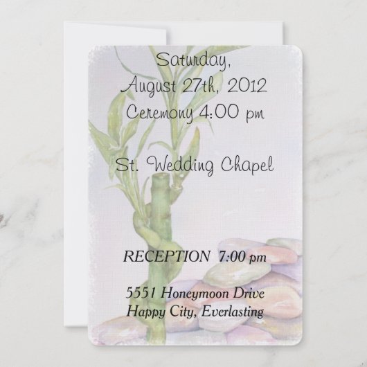LUCKY BAMBOO WEDDING INVITATIE KAART (Achterkant)