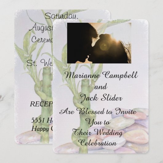 LUCKY BAMBOO  WEDDING INVITATIE KAART (Voorkant / Achterkant)