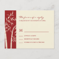 Lucky Bamboo Wedding RSVP-kaart - rood