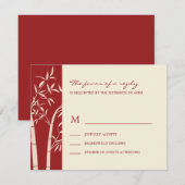 Lucky Bamboo Wedding RSVP-kaart - rood RSVP Kaartje (Voorkant / Achterkant)