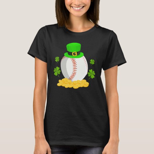 Lucky Baseball Leprechaun Hat Pile Golden Coins Ir T-shirt (Voorkant)