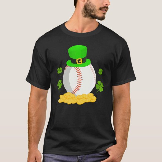 Lucky Baseball Leprechaun Hat Pile Golden Coins Ir T-shirt (Voorkant)