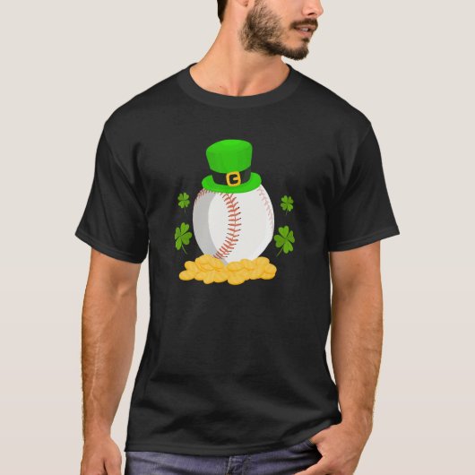 Lucky Baseball Leprechaun Pet Pile Golden Coins Ir T-shirt (Voorkant)