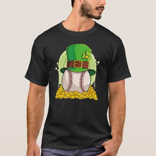 Lucky Baseball Leprechaun Pet Pile Golden Coins T-shirt (Voorkant)