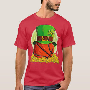 Lucky Basketball Leprechaun Pet Pile Golden Coins T-shirt