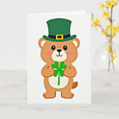 Lucky Bear Groene Hoed Fun Kaart (Gele Bloem)