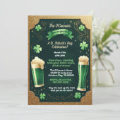 Lucky Beers Glitter St. Patrick's Day Party Kaart (Staand voorkant)