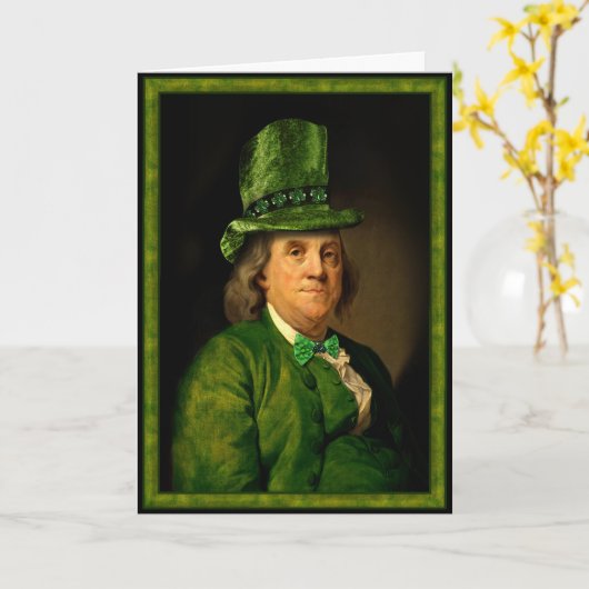 Lucky Ben Franklin St. Patrick's Day Kaart (Gele Bloem)