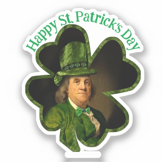Lucky Ben Franklin St. Patrick's Day Sticker (Voorkant)