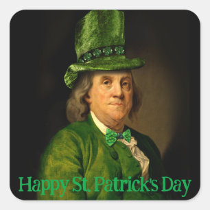 Lucky Ben Franklin St. Patrick's Day Vierkante Sticker