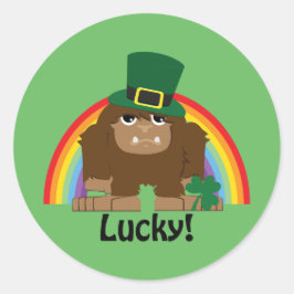 Lucky Bigfoot Leprechaun Ronde Sticker