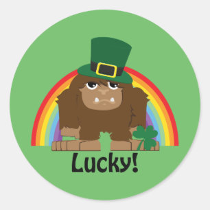 Lucky Bigfoot Leprechaun Ronde Sticker