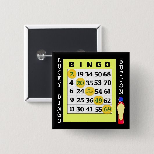 Lucky BINGO Button Green Cards Button (Voorkant /achterkant)